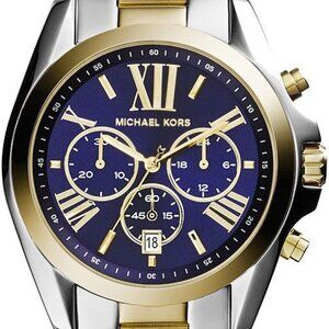 Michael Kors MK5976 Bradshaw Two-Tone Blue Dial Chronograph 43mm Watch